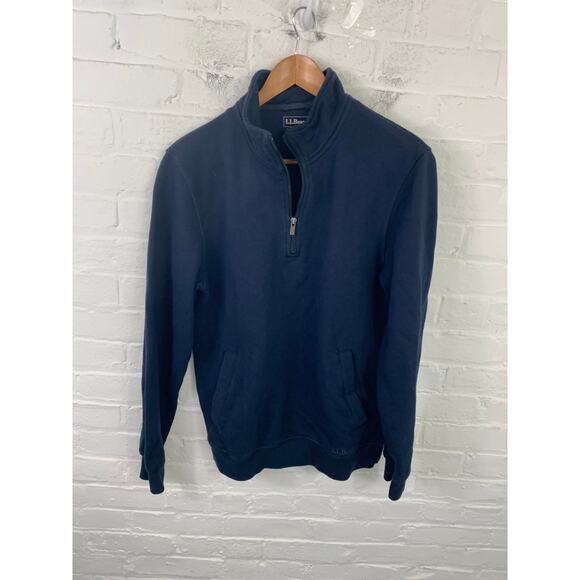 L.L. Bean Men's Quarter-Zip Sweatshirt Traditional Fit Stretch Navy Blue Size S - Picture 1 of 4